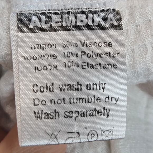 Alembika Knit White Top Shirt Silver Sueded Perforated Detail Lagenlook US 10-12 - Picture 3 of 7